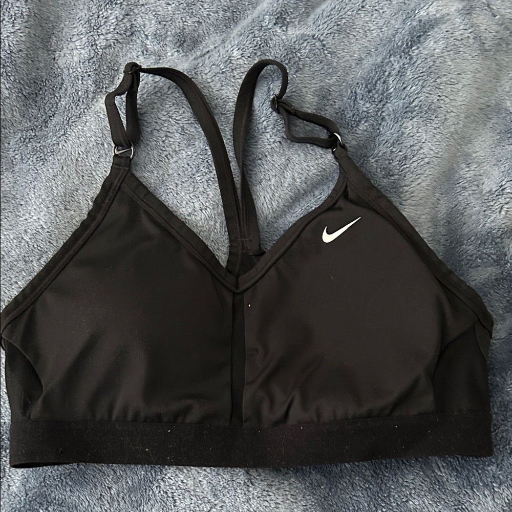 Nike Women's Black Sports Bra with White Logo
